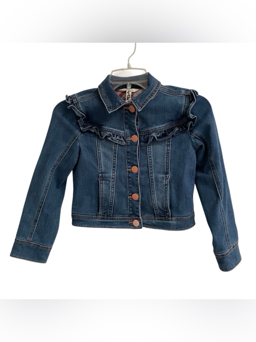Matilda Jane Just Imagine Collins Girls 10 Ruffle Denim Button Up Jacket Boho